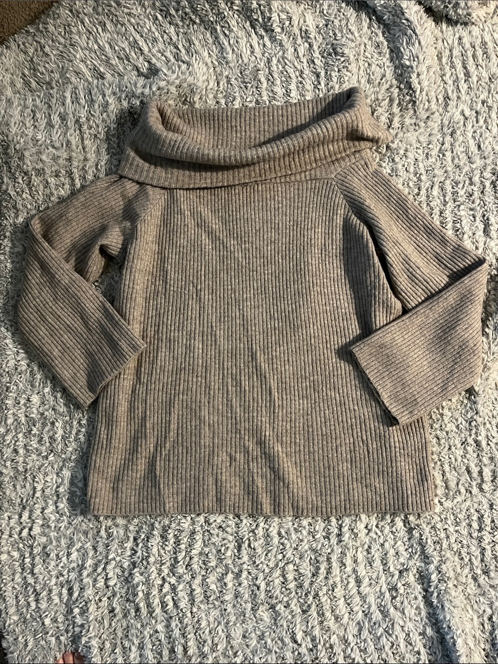 H&M Ribbed Cowl Neck Sweater - Taupe